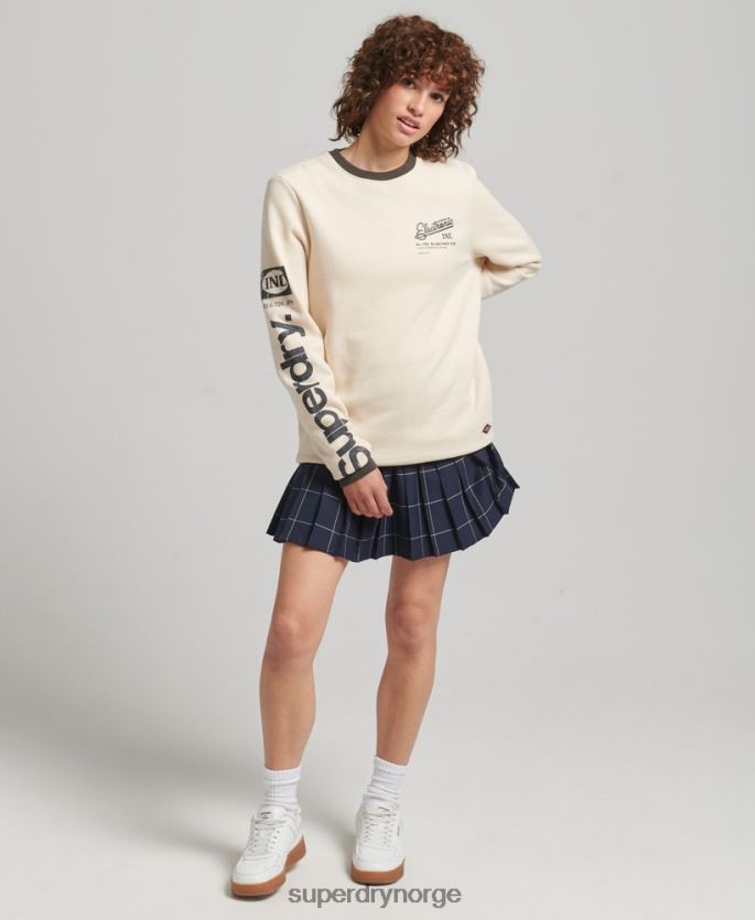 Superdry krem klær 86P46D6134 oversized kjernelogo amerikansk klassisk genser kvinner