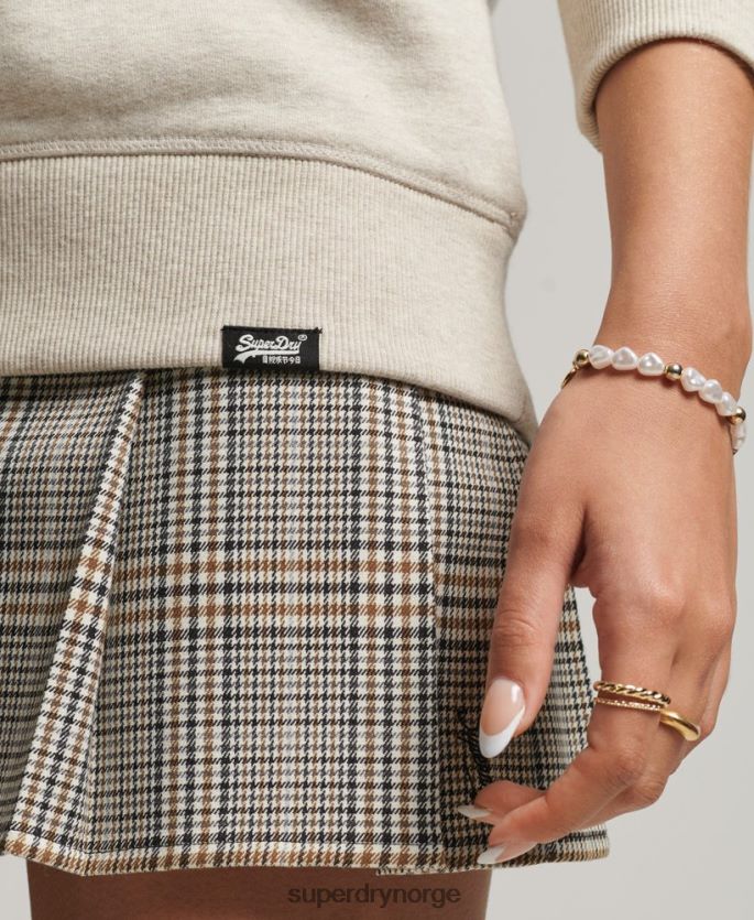 Superdry krem klær 86P46D6156 genser med logobesetning i økologisk bomull kvinner