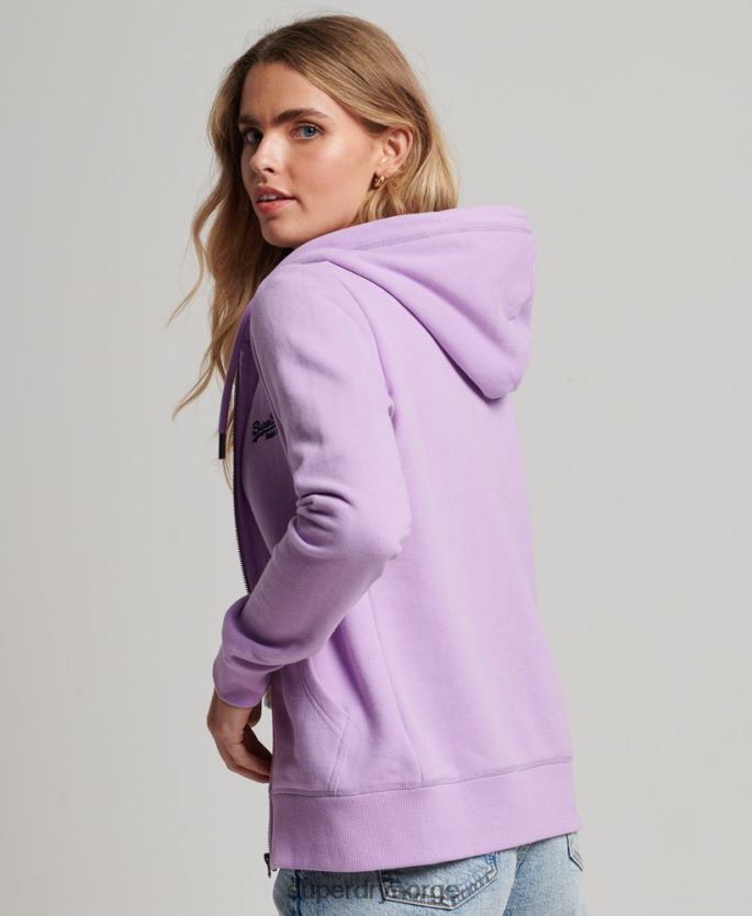 Superdry lilla klær 86P46D2238 vintage logo brodert hettegenser med glidelås kvinner