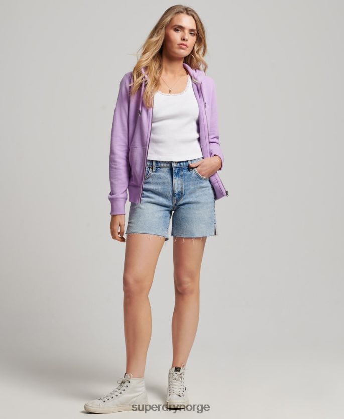 Superdry lilla klær 86P46D2238 vintage logo brodert hettegenser med glidelås kvinner