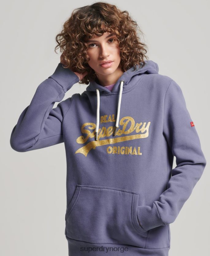 Superdry lilla klær 86P46D3322 original hettegenser med vintage logo kvinner