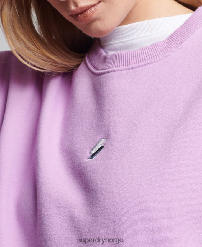 Superdry lilla klær 86P46D3451 kode logo lineær oversized crew sweatshirt kvinner