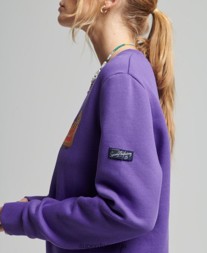 Superdry lilla klær 86P46D3460 vintage-logo sesongbasert genser kvinner