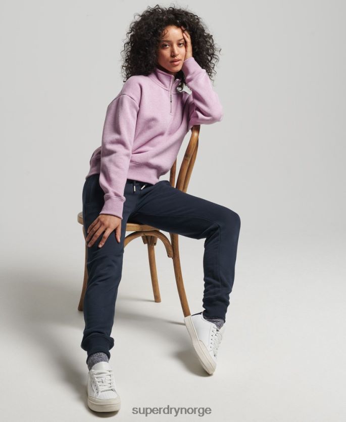 Superdry lilla klær 86P46D5926 Henley sweatshirt med vintage logo i økologisk bomull kvinner