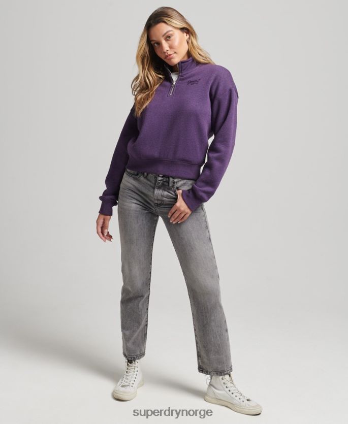 Superdry lilla klær 86P46D5999 Henley sweatshirt med vintage logo i økologisk bomull kvinner