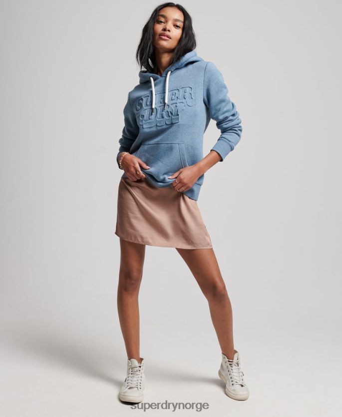 Superdry lyse blå klær 86P46D2241 vintage cooper-preget hettegenser kvinner