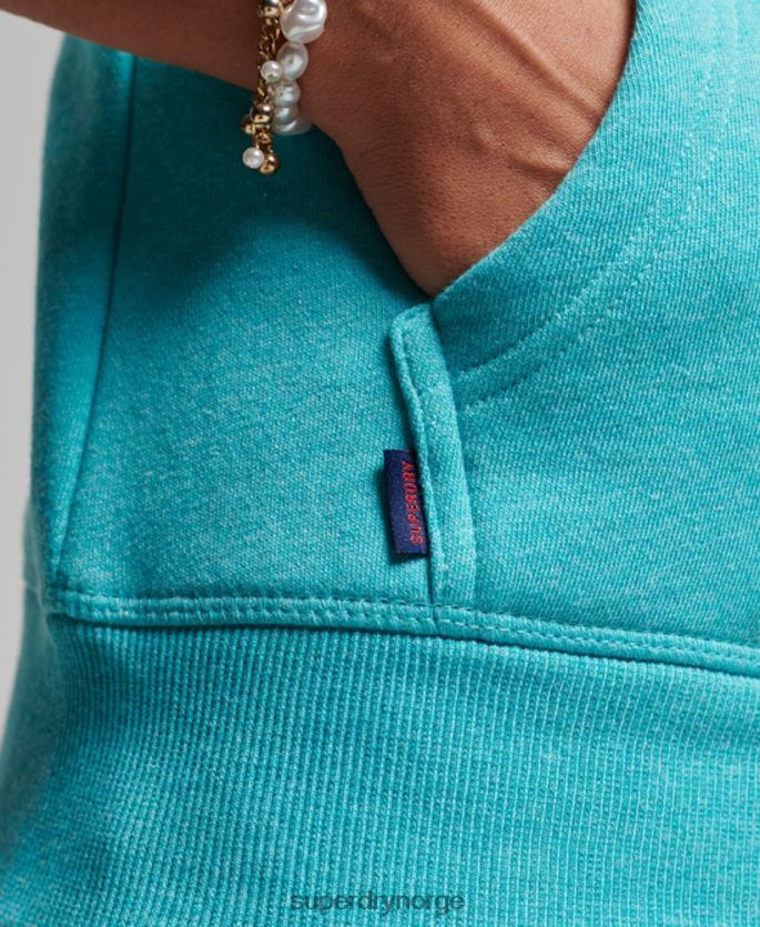 Superdry lyse blå klær 86P46D3348 vintage logo brodert hettegenser med glidelås kvinner