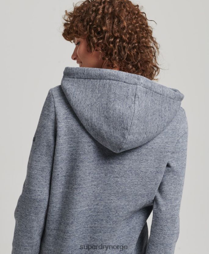 Superdry lyse blå klær 86P46D3396 hettegenser med preget grafisk logo kvinner