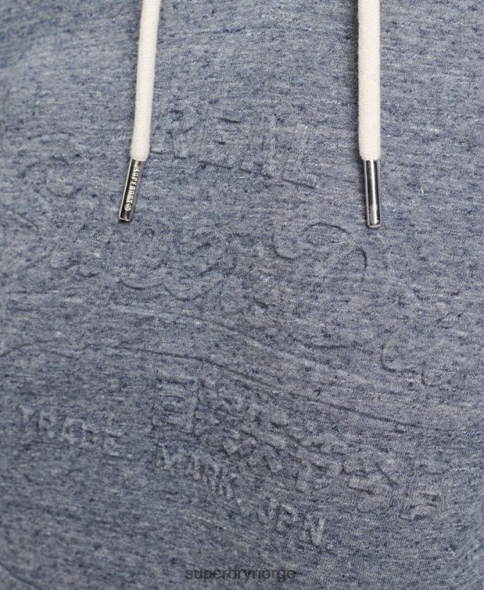 Superdry lyse blå klær 86P46D3396 hettegenser med preget grafisk logo kvinner