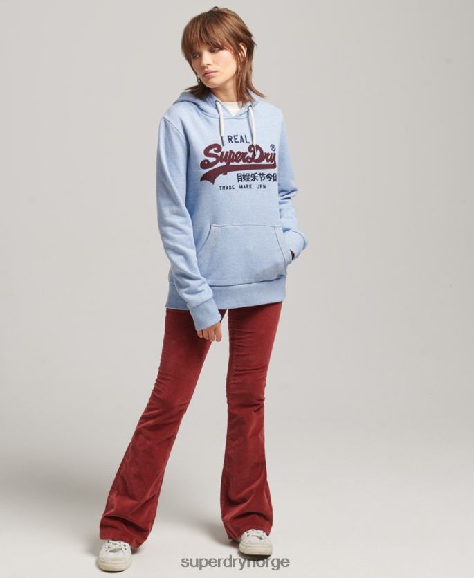 Superdry lyse blå klær 86P46D3397 vintage hettegenser med logo og arv kvinner