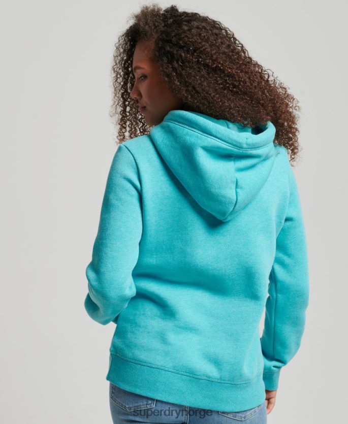 Superdry lyse blå klær 86P46D3437 vintage logo brodert hettegenser kvinner