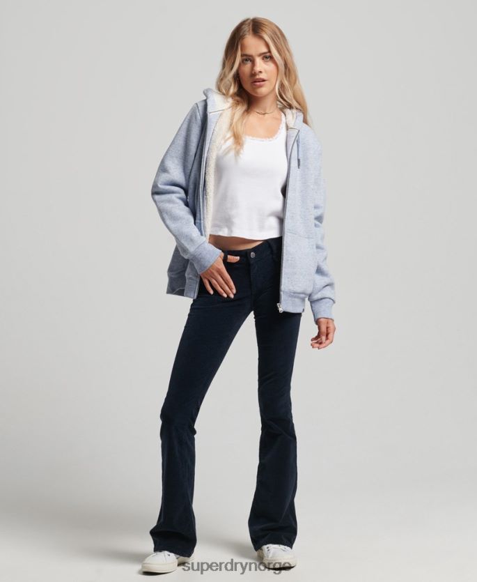Superdry lyse blå klær 86P46D5880 essensiell borg-fôret hettegenser med glidelås kvinner