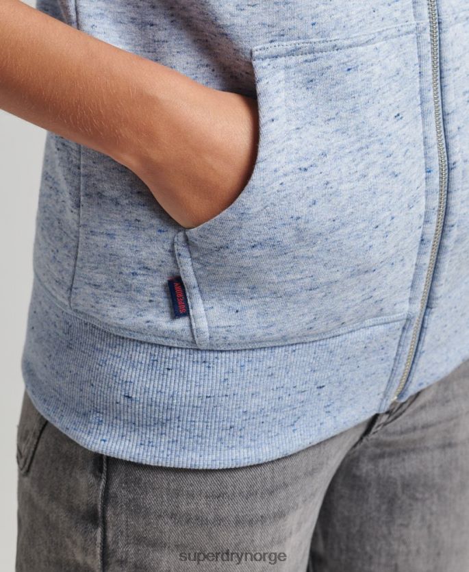 Superdry lyse blå klær 86P46D5963 hettegenser med logo og glidelås i økologisk bomull kvinner