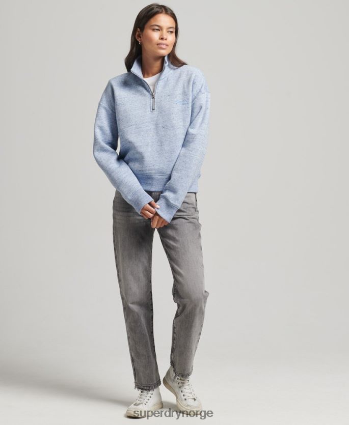 Superdry lyse blå klær 86P46D6105 Henley sweatshirt med vintage logo i økologisk bomull kvinner