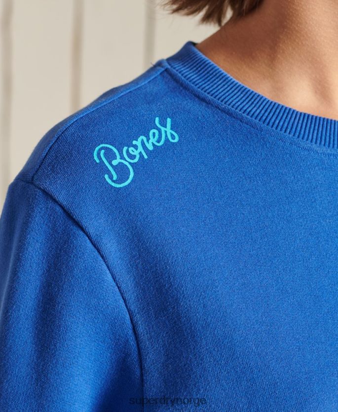 Superdry lyse blå klær 86P46D6167 oversized boho og rock crew sweatshirt kvinner