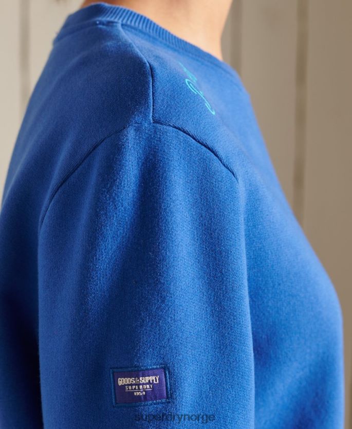 Superdry lyse blå klær 86P46D6167 oversized boho og rock crew sweatshirt kvinner