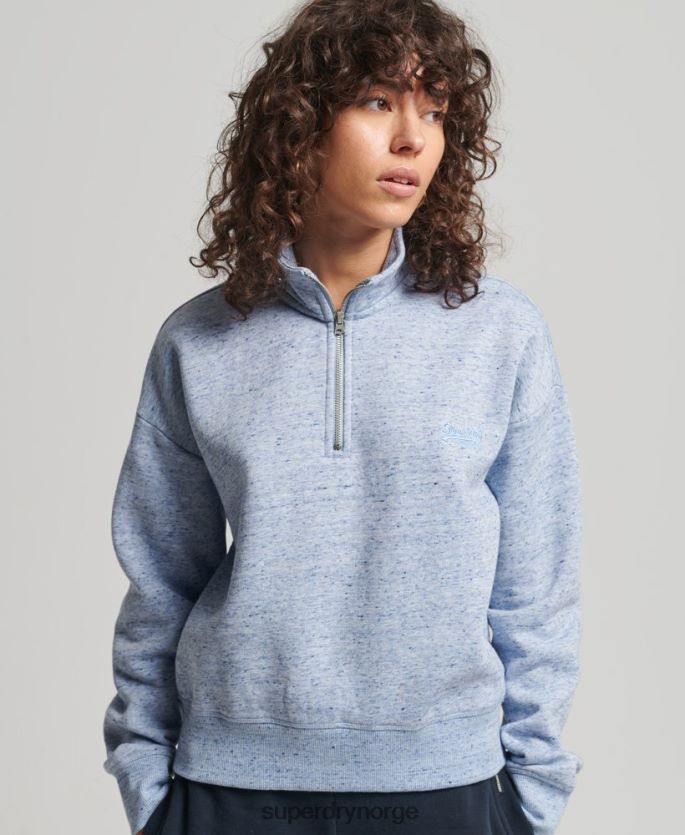 Superdry lyse blå klær 86P46D6711 Henley sweatshirt med vintage logo i økologisk bomull kvinner