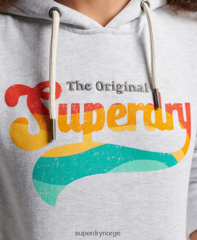 Superdry lysegrå klær 86P46D2207 vintage regnbue hettegenser kvinner