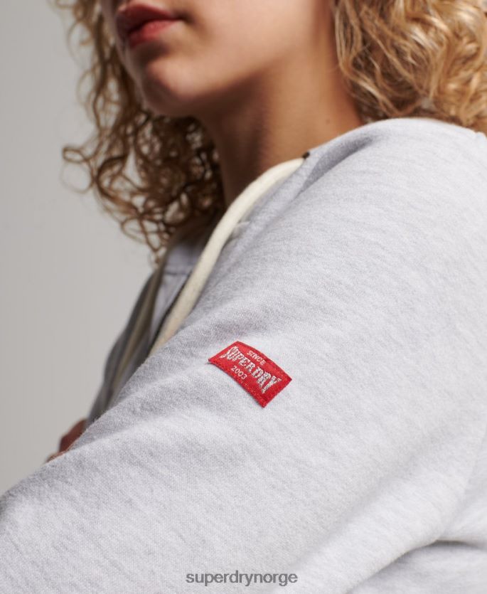 Superdry lysegrå klær 86P46D2262 vintage atletisk hettegenser med glidelås kvinner