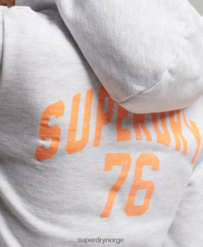 Superdry lysegrå klær 86P46D2262 vintage atletisk hettegenser med glidelås kvinner