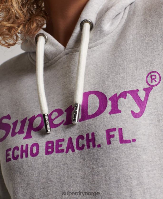Superdry lysegrå klær 86P46D2314 vintage venue hettegenser kvinner