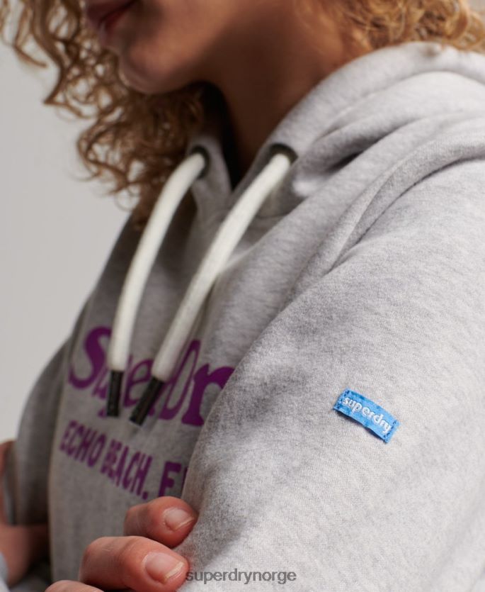 Superdry lysegrå klær 86P46D2314 vintage venue hettegenser kvinner