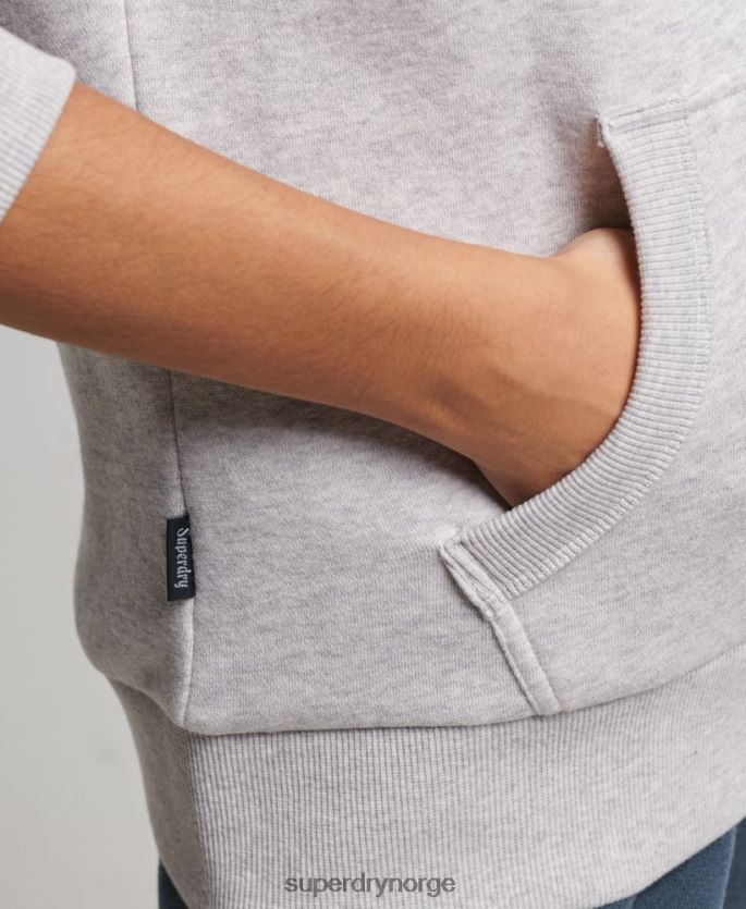 Superdry lysegrå klær 86P46D3299 vintage cooper-preget hettegenser kvinner