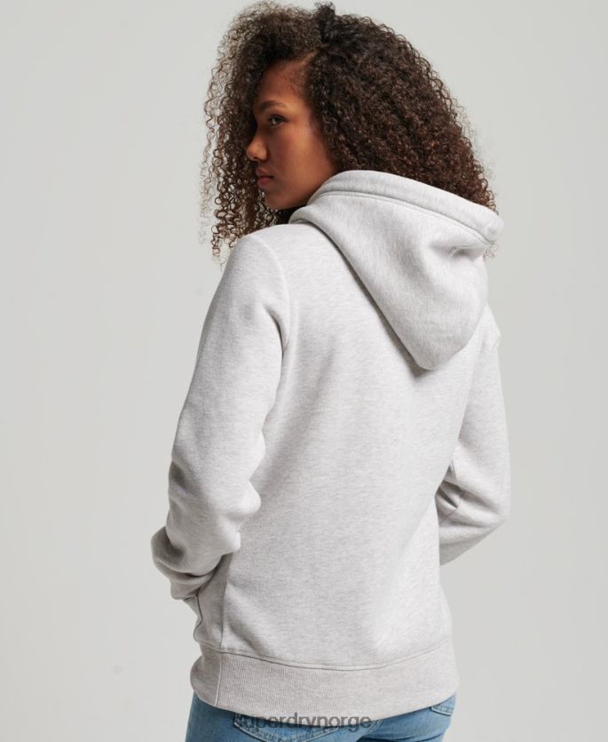 Superdry lysegrå klær 86P46D3320 vintage logo brodert hettegenser kvinner