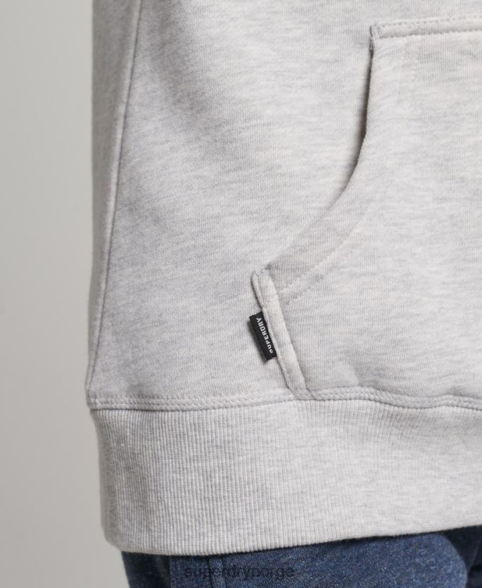 Superdry lysegrå klær 86P46D3336 vintage logobrodert hettegenser i økologisk bomull kvinner