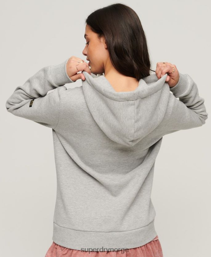 Superdry lysegrå klær 86P46D3370 vintage logo premium varer floral hettegenser kvinner