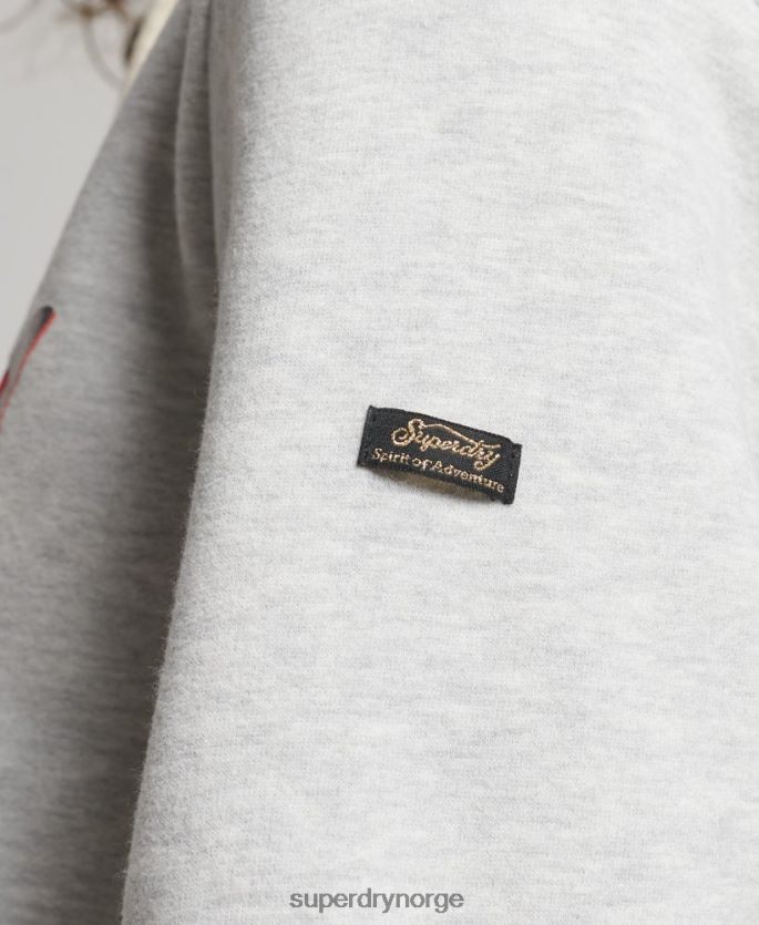 Superdry lysegrå klær 86P46D3389 Japansk vintage logo grafisk hettegenser kvinner