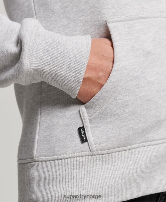 Superdry lysegrå klær 86P46D3400 vintage logo brodert hettegenser med glidelås kvinner