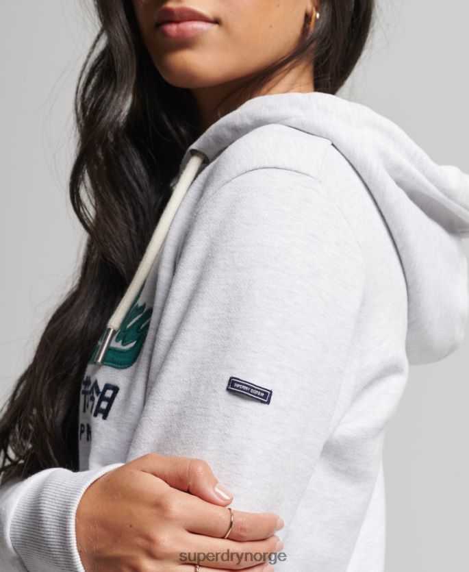 Superdry lysegrå klær 86P46D3409 vintage logo arv ubørstet hettegenser kvinner