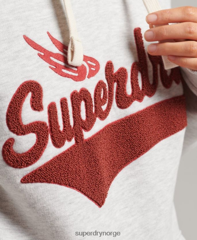Superdry lysegrå klær 86P46D3443 college-hettegenser i manusstil kvinner