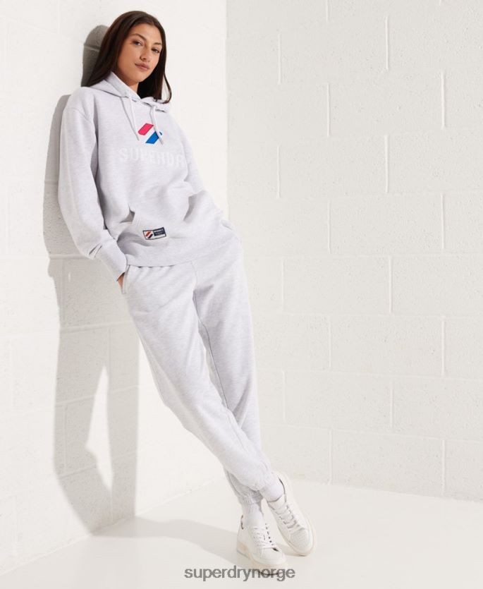 Superdry lysegrå klær 86P46D3449 applikasjon oversized hettegenser kvinner
