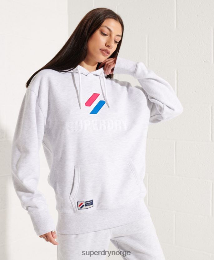 Superdry lysegrå klær 86P46D3449 applikasjon oversized hettegenser kvinner