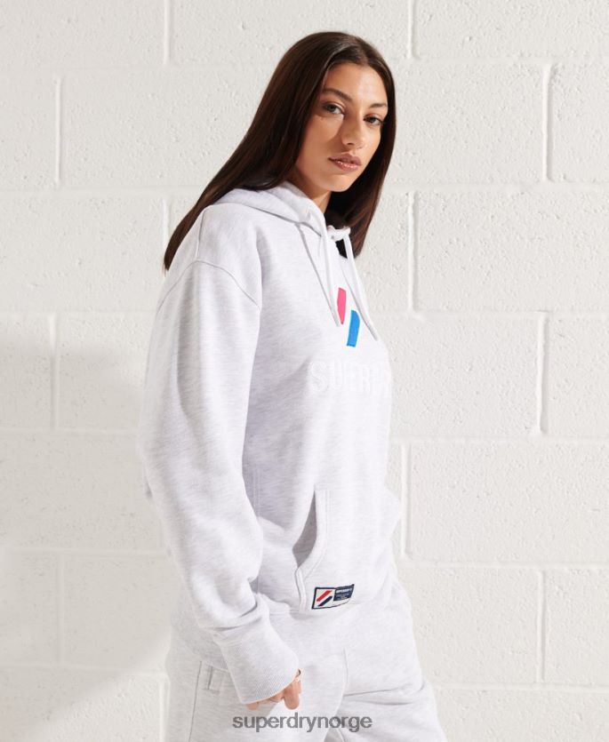 Superdry lysegrå klær 86P46D3449 applikasjon oversized hettegenser kvinner