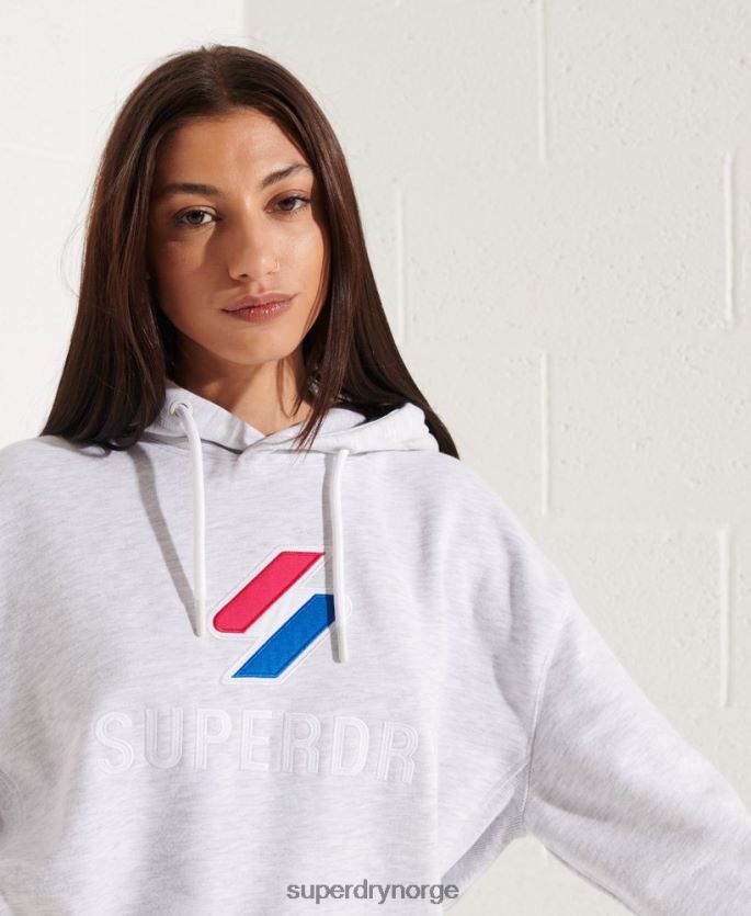 Superdry lysegrå klær 86P46D3449 applikasjon oversized hettegenser kvinner