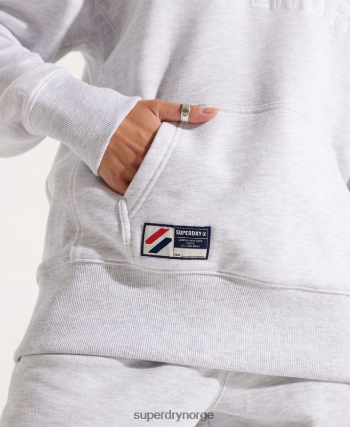 Superdry lysegrå klær 86P46D3449 applikasjon oversized hettegenser kvinner