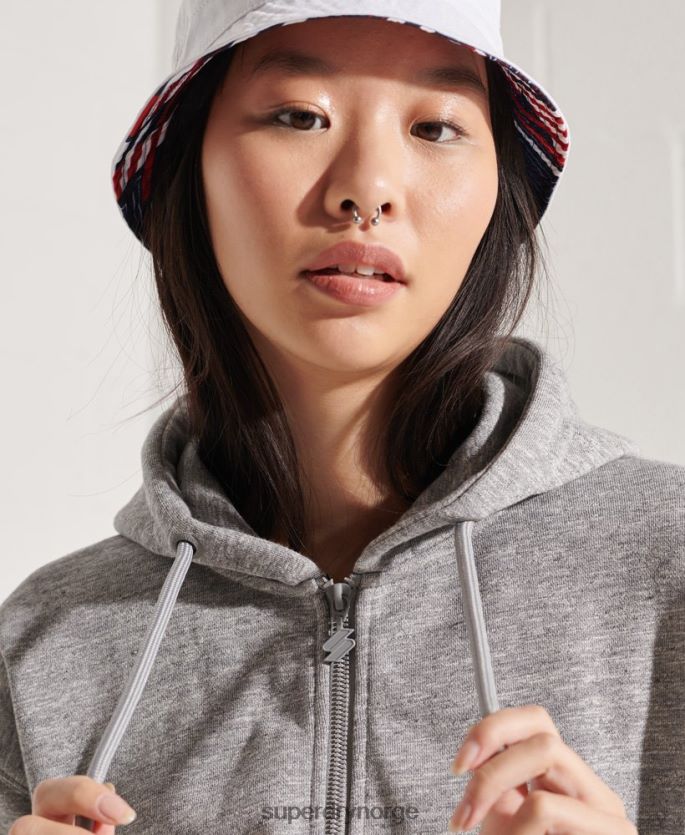 Superdry lysegrå klær 86P46D3452 kode sportstyle hettegenser med glidelås kvinner