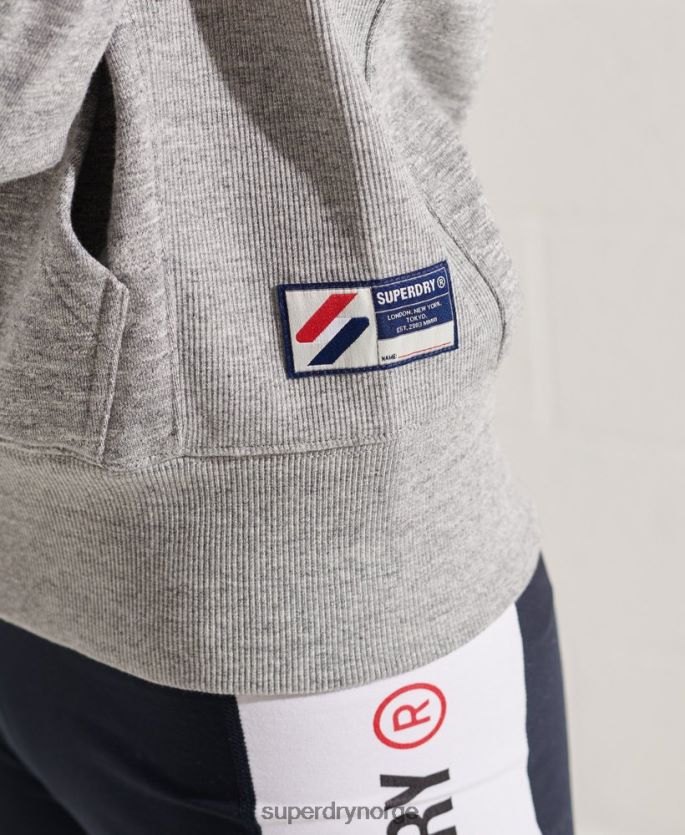 Superdry lysegrå klær 86P46D3452 kode sportstyle hettegenser med glidelås kvinner
