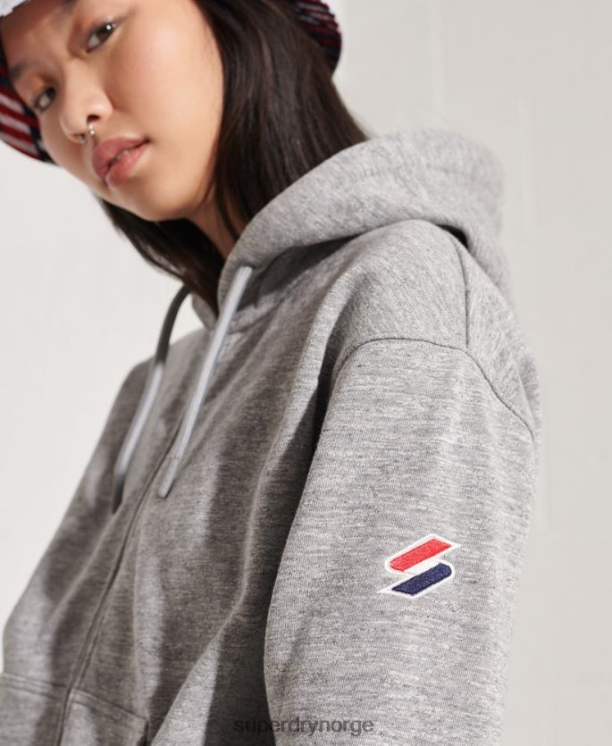 Superdry lysegrå klær 86P46D3452 kode sportstyle hettegenser med glidelås kvinner