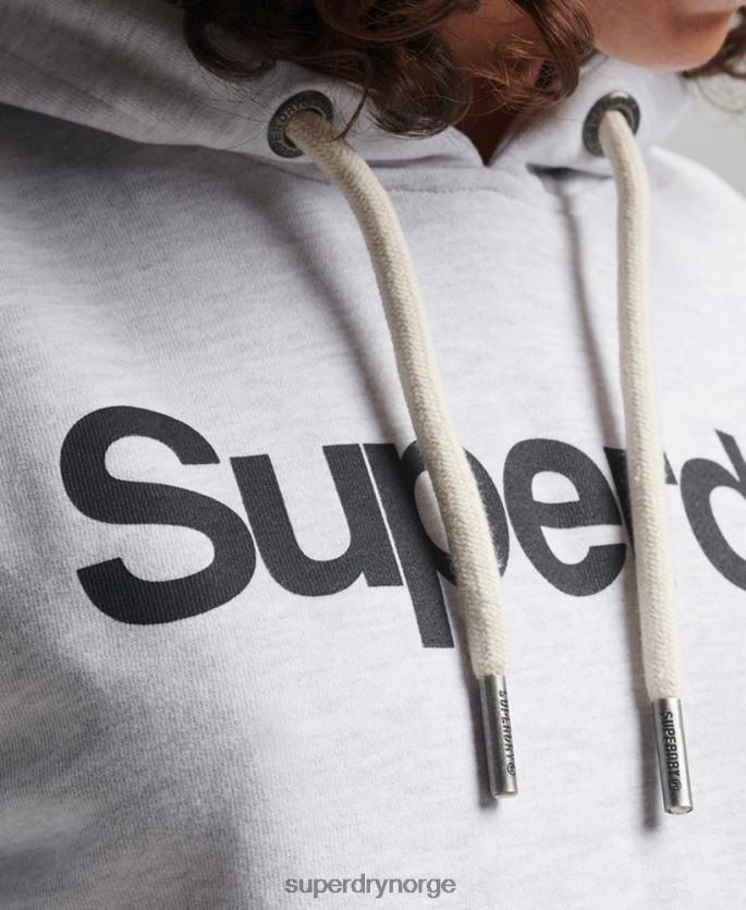 Superdry lysegrå klær 86P46D3481 ubørstet hettegenser med kjernelogo kvinner