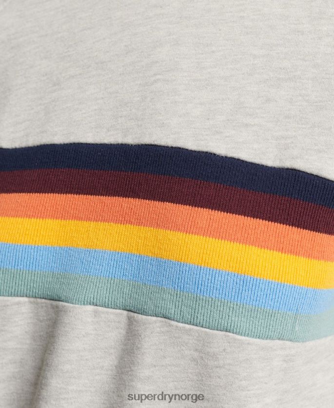 Superdry lysegrå klær 86P46D3482 vintage cali stripe cropped crew sweatshirt kvinner