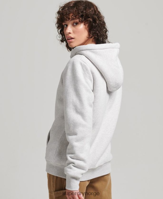 Superdry lysegrå klær 86P46D5752 essensiell borg-fôret hettegenser med glidelås kvinner