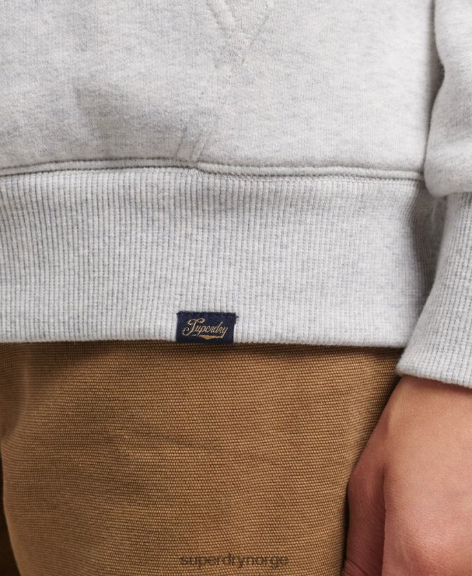 Superdry lysegrå klær 86P46D5752 essensiell borg-fôret hettegenser med glidelås kvinner