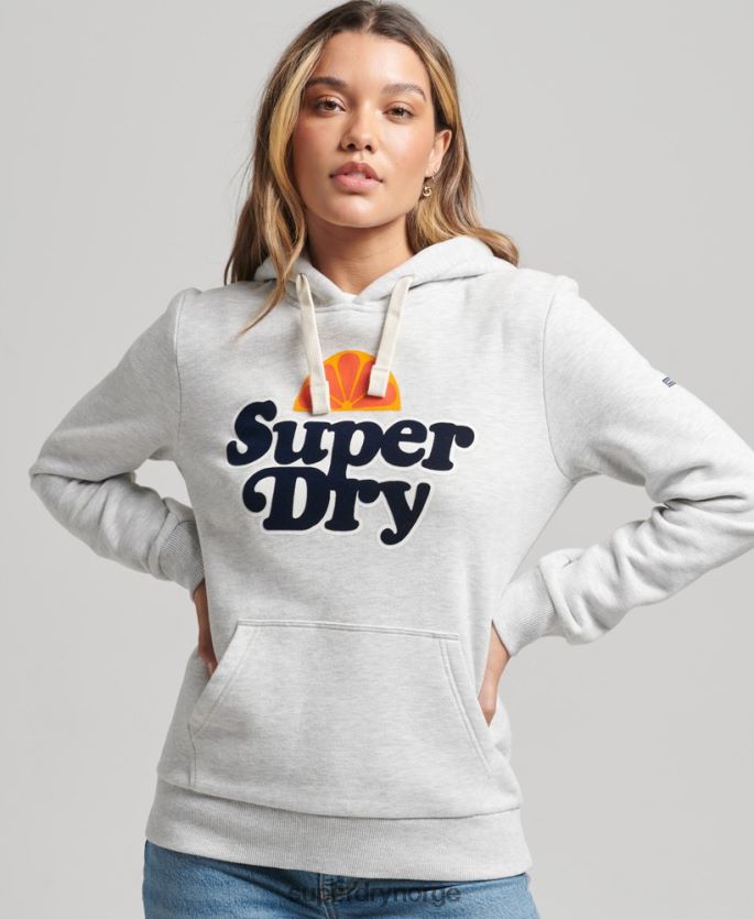 Superdry lysegrå klær 86P46D5770 vintage cooper nostalgi hettegenser kvinner