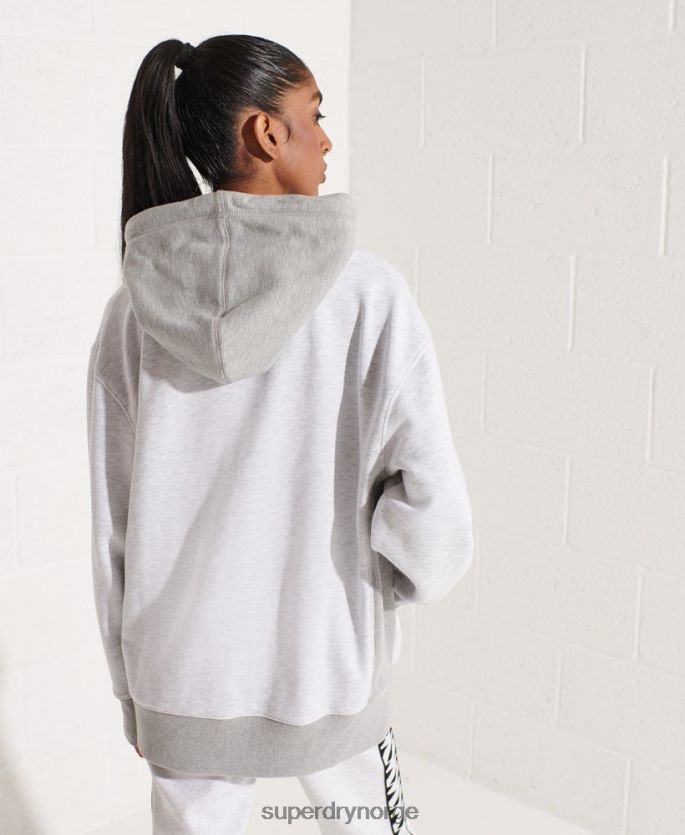 Superdry lysegrå klær 86P46D5784 varsity arch oversized hettegenser kvinner