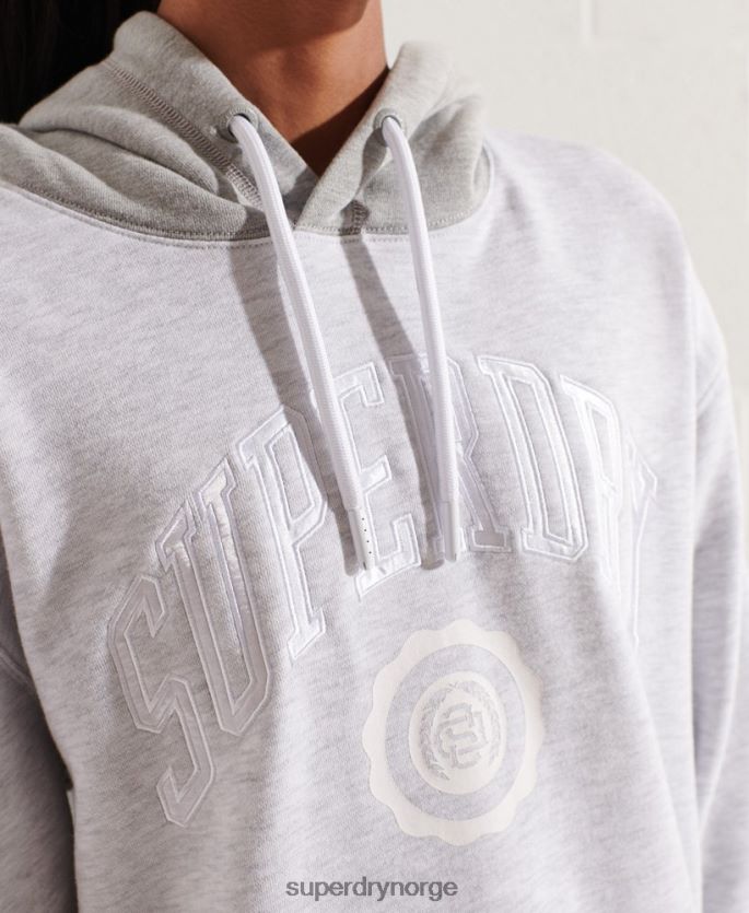 Superdry lysegrå klær 86P46D5784 varsity arch oversized hettegenser kvinner