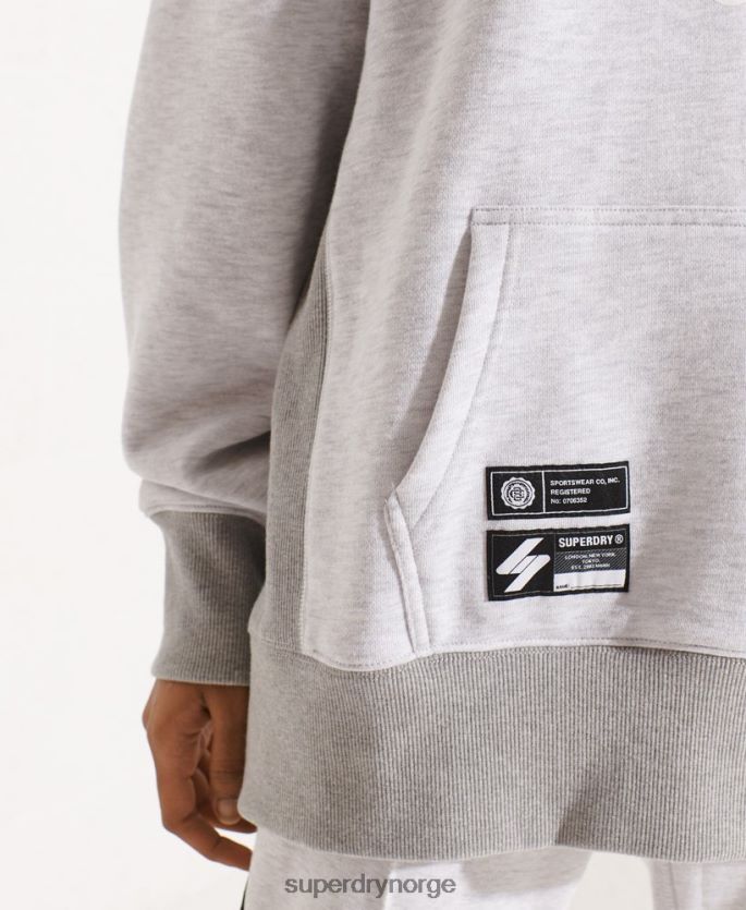Superdry lysegrå klær 86P46D5784 varsity arch oversized hettegenser kvinner